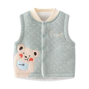 春秋冬装婴幼儿衣服儿童小月龄宝宝坎肩马甲加绒马夹背心外穿保暖