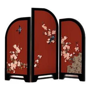 喜上眉梢小屏风红色桌面摆件新中式客厅玄关高级感小众家居装饰品