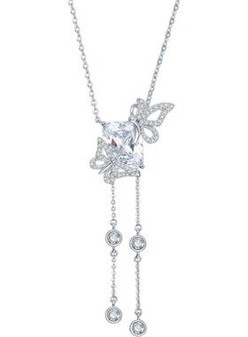 周六福项链女蝴蝶结链坠S925银颈饰送女友节日礼物