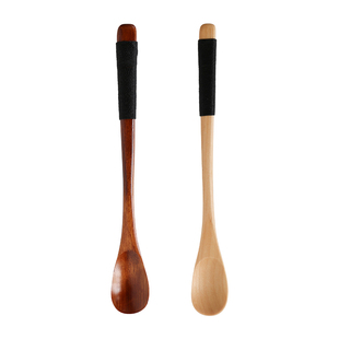 长柄搅拌勺子木质加长把咖啡勺木勺甜品蜂蜜调羹棒蜂蜜勺子甜品勺