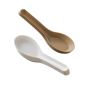 稻壳一次性勺子中式勺可降解家用商用粥勺外卖食品级汤勺调羹甜品