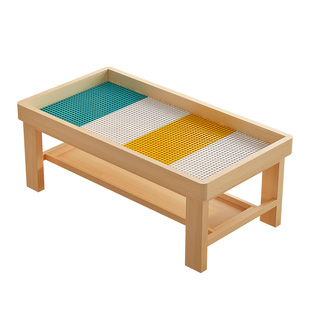 1到3岁实木多功能积木桌子儿童宝宝玩具桌益智拼装游戏桌二合一