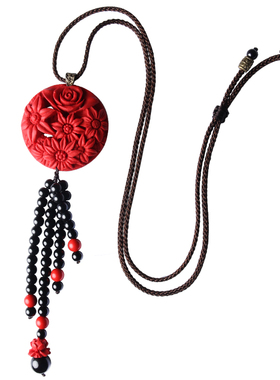 毛衣链民族风毛衣链项链红色长款