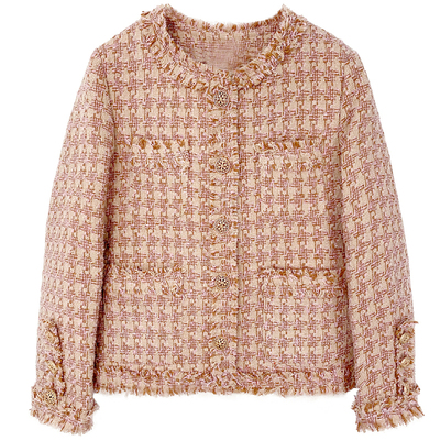 粗花呢小香风外套名媛千鸟格开衫