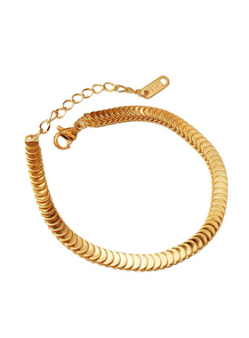 四方鱼鳞波光钛钢手链女复古百搭