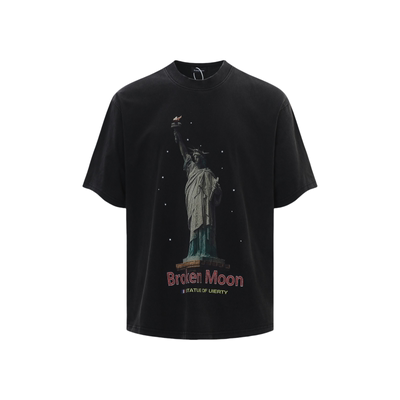 BrokenMoon自由女神做旧短袖