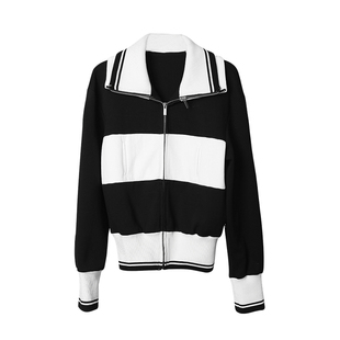 纳帕佳拼色立领短款外套2026新款女式个性时尚简约设计感上衣