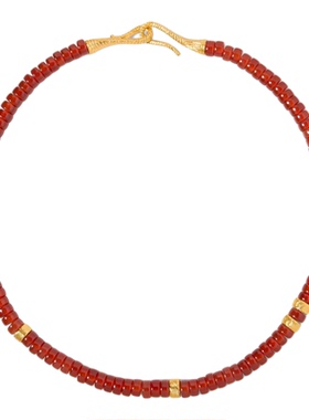 「新年礼物」Wens石来运转红玛瑙金属福珠项链女新年生日礼物