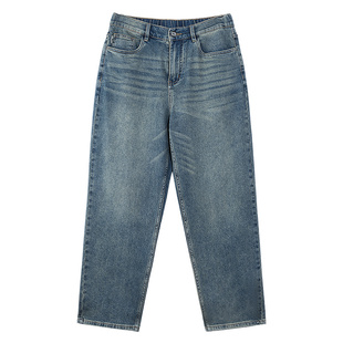 美特斯邦威牛仔裤秋季新复古水洗直筒休闲萝卜弯刀裤