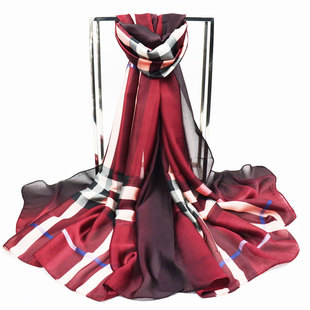 杭州丝绸丝巾女士保暖丽锦缎丝缎大红色春秋冬季披肩百搭围巾两用