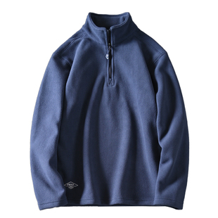 全天候户外秋冬双面摇粒绒蓄热保暖弹力时尚半拉链立领休闲卫衣男