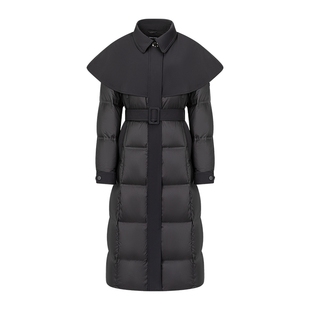 艾莱依时尚斗篷鹅绒服冬女新款大气A字下摆时尚腰带风衣气质外套