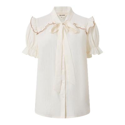 DTLANDO甜美木耳边法式飘带衬衫