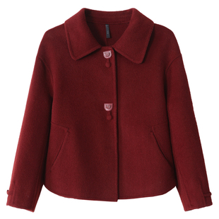 短款女士羊毛呢大衣2025秋冬新款妈妈小香风上衣高端双面呢子外套