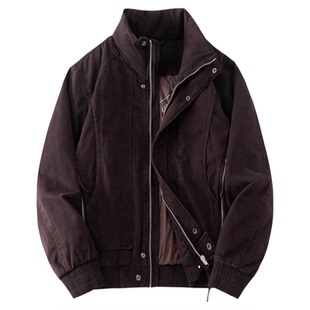 90鸭绒双色粗织酵洗牛仔羽绒服男士2025冬季新款加厚保暖工装夹克