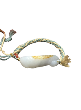 和田玉富贵鲤鱼青花籽料手串手链