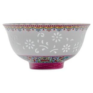 青颜万花八宝玲珑瓷餐具景德镇陶瓷饭碗家用高颜值菜盘碟子汤面碗