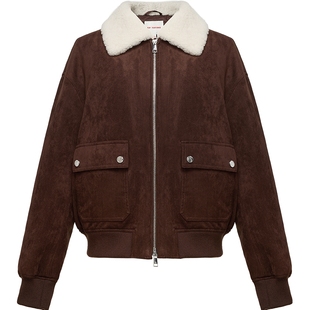 EP雅莹2025冬装新款女装 松花江白鹅绒毛领夹克短款羽绒服