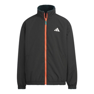 阿迪达斯童装春季新款男童厚仿羊羔绒两面穿外套保暖夹克KC0214