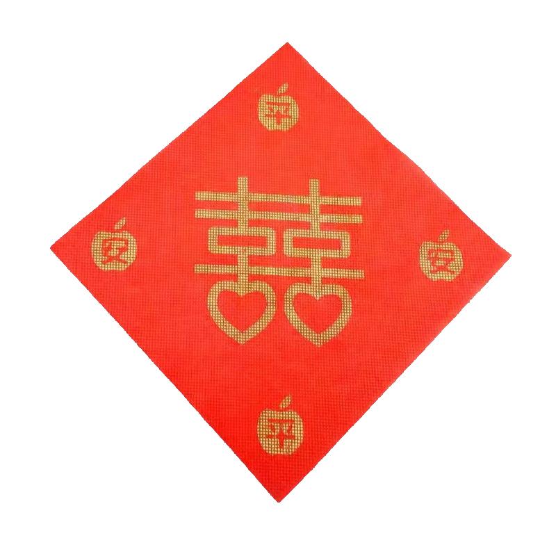 结婚专用下水道红纸贴压井盖布红布农村路引装饰无纺布井盖喜字贴