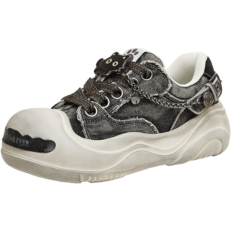 天美意萌宠团子复古厚底大头鞋运动板鞋女帆布休闲鞋2026春季新款