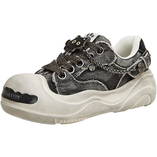 天美意萌宠团子复古厚底大头鞋运动板鞋女帆布休闲鞋2026春季新款