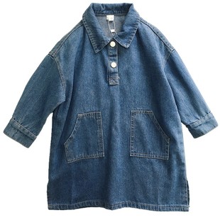 女童连衣裙春装新款童装韩版洋气宝宝纯棉薄款长袖公主裙牛仔裙子