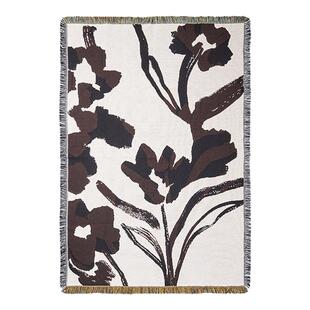 丹麦Ferm Living Cilla Tapestry 花卉空调挂毯 沙发装饰盖毯毛毯