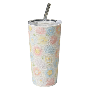 菀菀万花杯水杯手绘马克杯釉下彩随行景德镇万花杯陶瓷杯生日礼物