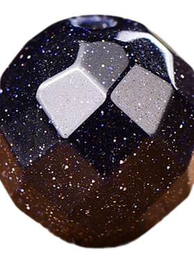 星空蓝砂石散珠子64切面刻面单颗