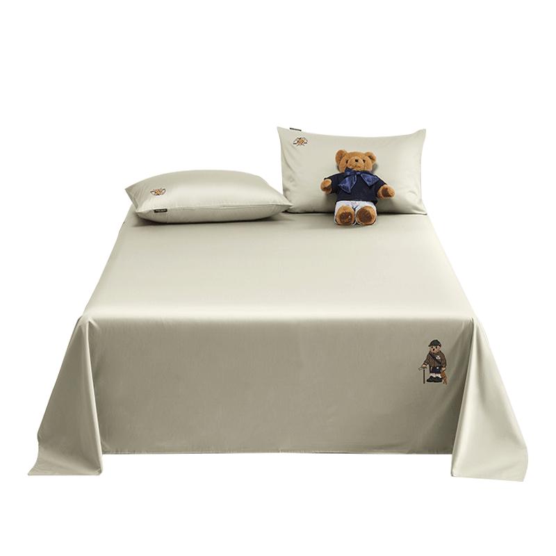 TeenieWeenie小熊100长绒棉全棉床单单件纯色高级感双人纯棉被单