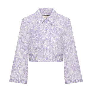 GEGINA吉吉娜女装浅紫色短外套长袖撞色高级感短款外套女商场同款