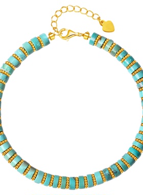 天然原矿收藏级水草纹绿松石手链