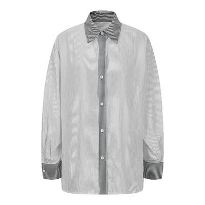 MOUSSY 春季新品智性通勤撞色条纹长袖衬衫女028ISX30-3001