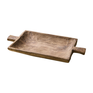 如是/侘寂风木质双耳托盘复古做旧餐盘木质果盘民宿餐厅装饰摆件