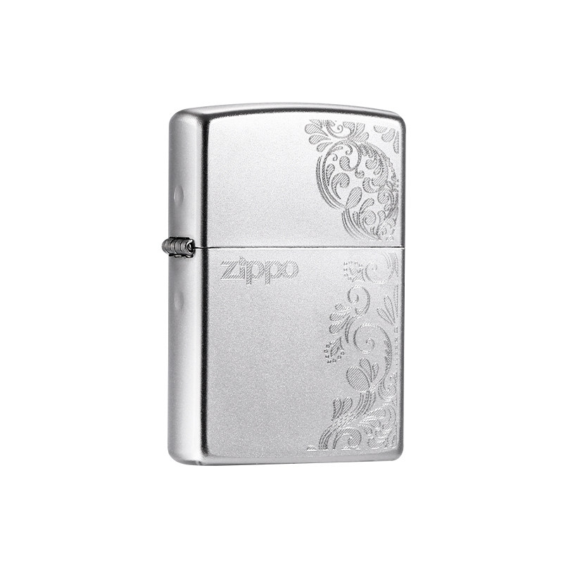 ZIPPO煤油打火机镀铬磨砂唐草