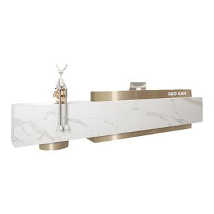 定制简约大理石售楼部公司酒店前台接待台岩板轻奢医美吧台收银台