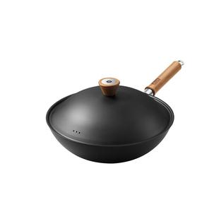 张小泉铁锅家用无涂层不锈炒锅燃气灶专用炒锅炒菜锅平底锅极铁锅