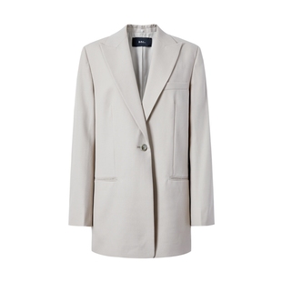 【电商专款】IMM尹默女装秋季羊毛干练笔挺沙灰色西装外套