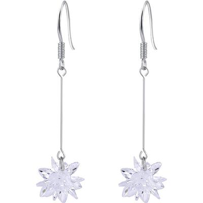 s925纯银气质长款冰花清新耳钉
