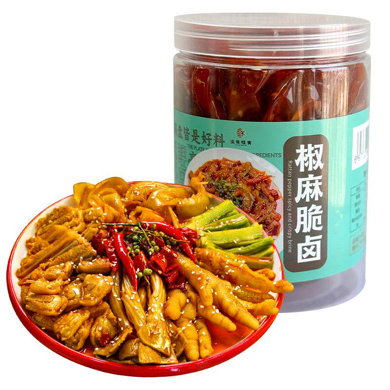 呷卤脆卤椒麻大杂烩贡菜三角骨熟食无骨鸡爪无骨鸭掌鸡脚筋卤味