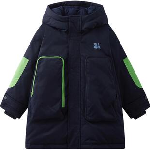 MQD童装儿童羽绒服2025冬装新款男童连帽加厚保暖中大童工装外套