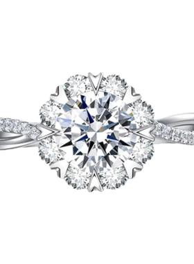 莫桑石钻戒女纯银一克拉铂金情侣