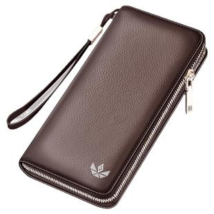 真皮钱包男长款拉链牛皮手包商务休闲钱夹皮夹子青年学生手抓包潮