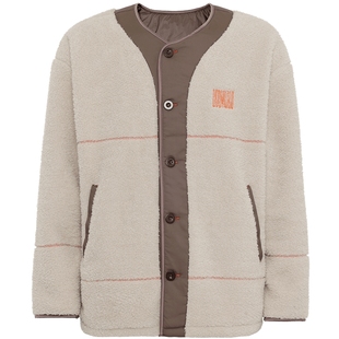 BODYWILD爱慕轻松厚绒无领开襟外套男女同款秋冬新款宽松版ZBN41A