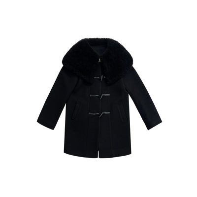 DUE E CHEN25AW大翻领毛呢外套女羊毛加厚保暖防寒百搭中长款大衣