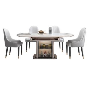 馨佰利岩板餐桌2026新款轻奢饭桌家用小户型现代简约储物可变圆桌