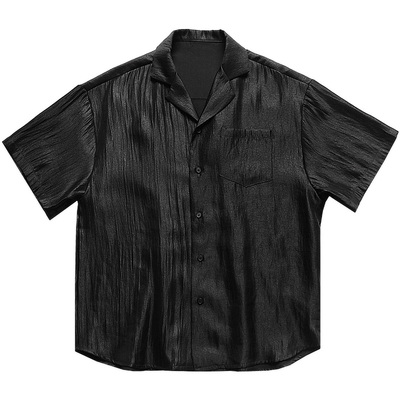 日系复古半袖夏季褶皱短袖衬衫