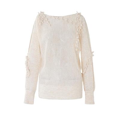 【新款】Cello Sonata 25秋 镂空露肩设计感马海毛钩花针织毛衣女