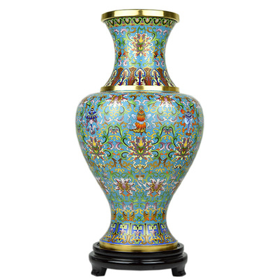 北京景泰蓝花瓶15寸观音客厅摆件